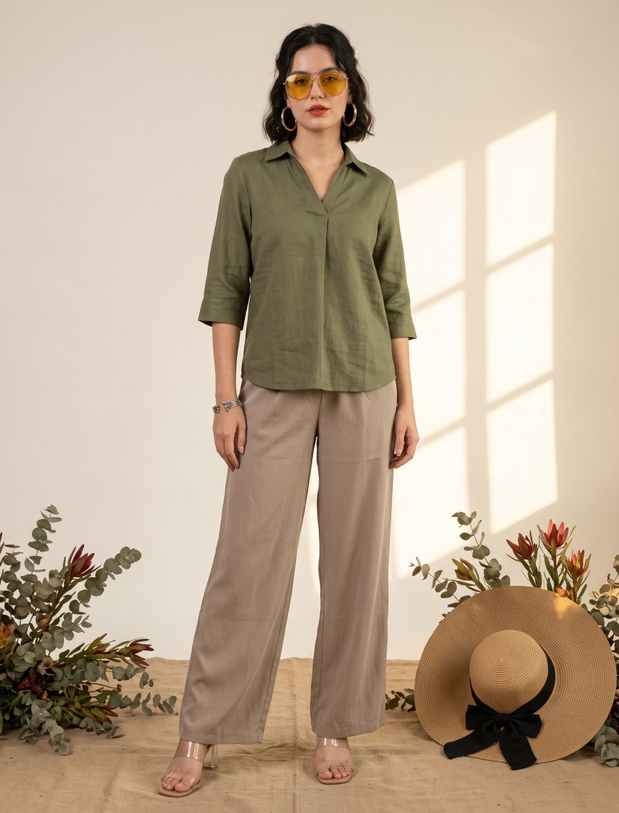 Cotton Linen Trouser - Skin