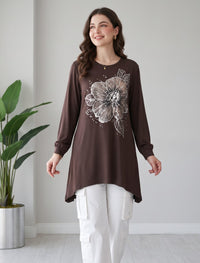 Round Neck T-Shirt - Brown