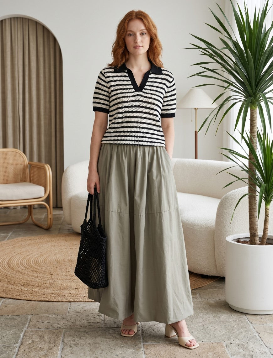 Cotton Linen Skirt - Green