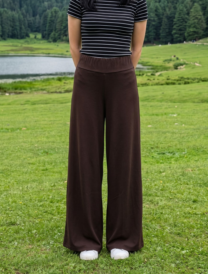 Cotton Blended Jersey Trouser - Brown