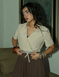 Cotton Collar tie Top - Skin