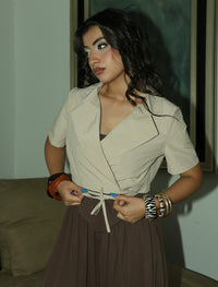 Cotton Collar tie Top - Skin