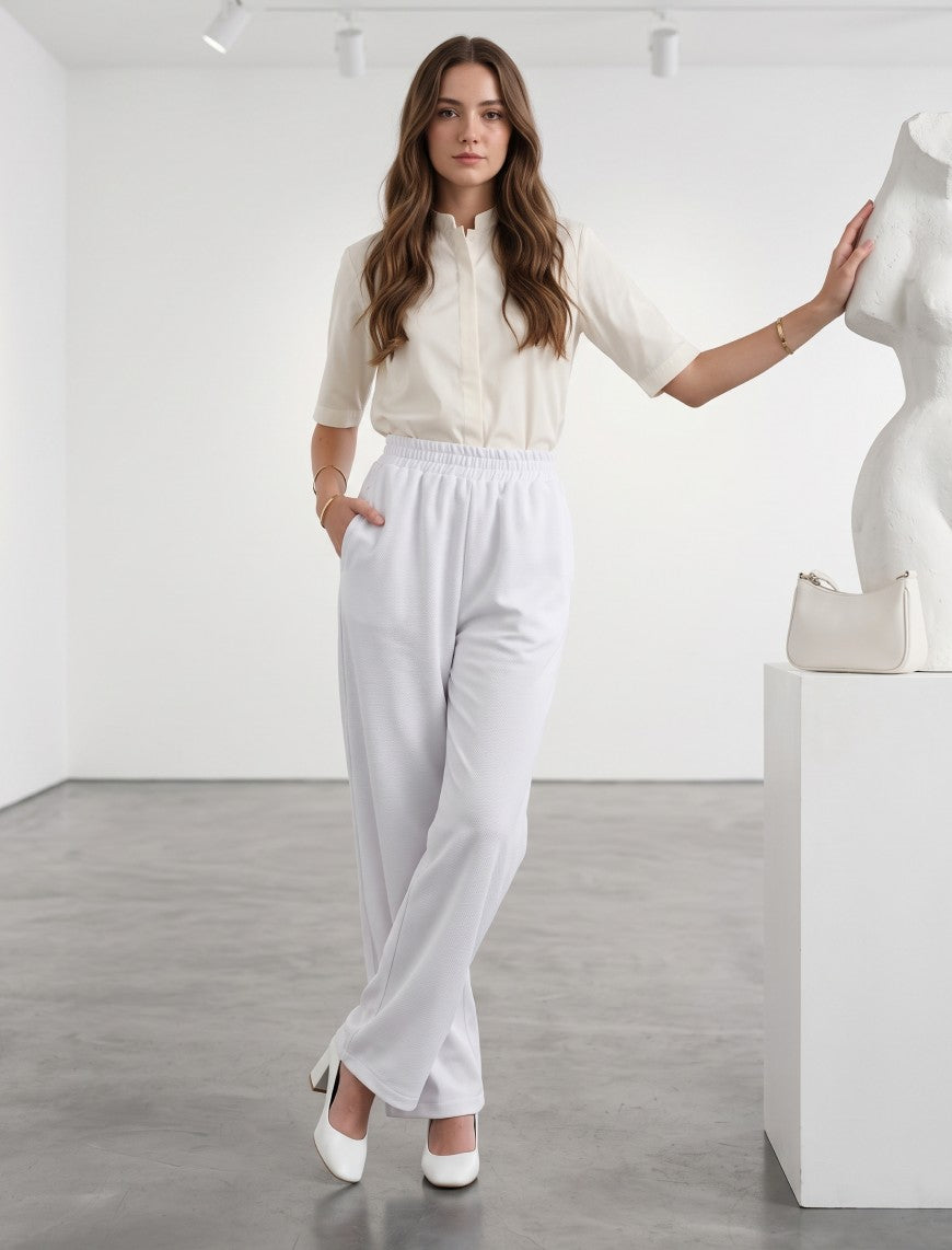 Cotton Linen Trouser - White