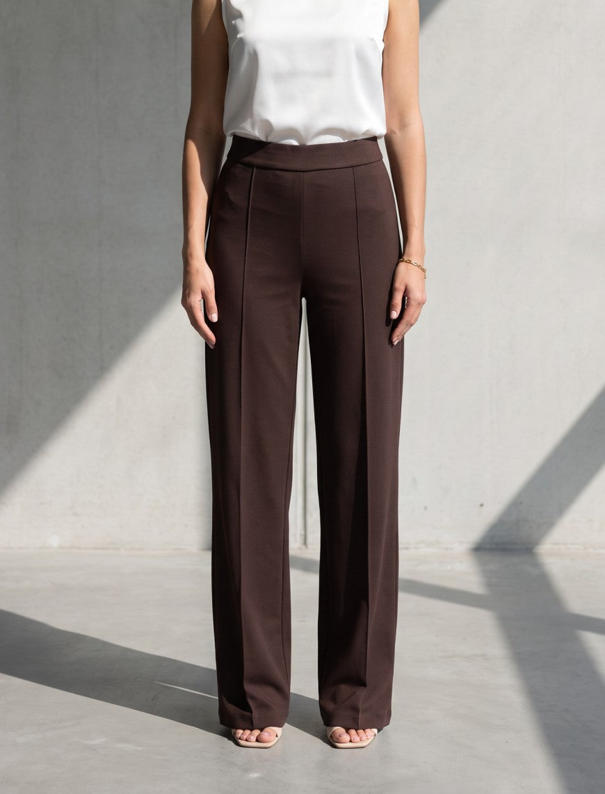 Cotton Blended Jersey Trouser - Brown