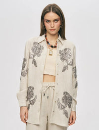 Elegant Embroidered Oversize Shirt - Skin