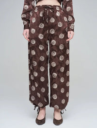 Orfeonegro Rose Patterned Draped Women's Trousers - Brown