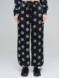 Orfeonegro Rose Patterned Draped Women's Trousers - Black