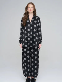 Rose Pattern Oversize Women's Shirt - Black