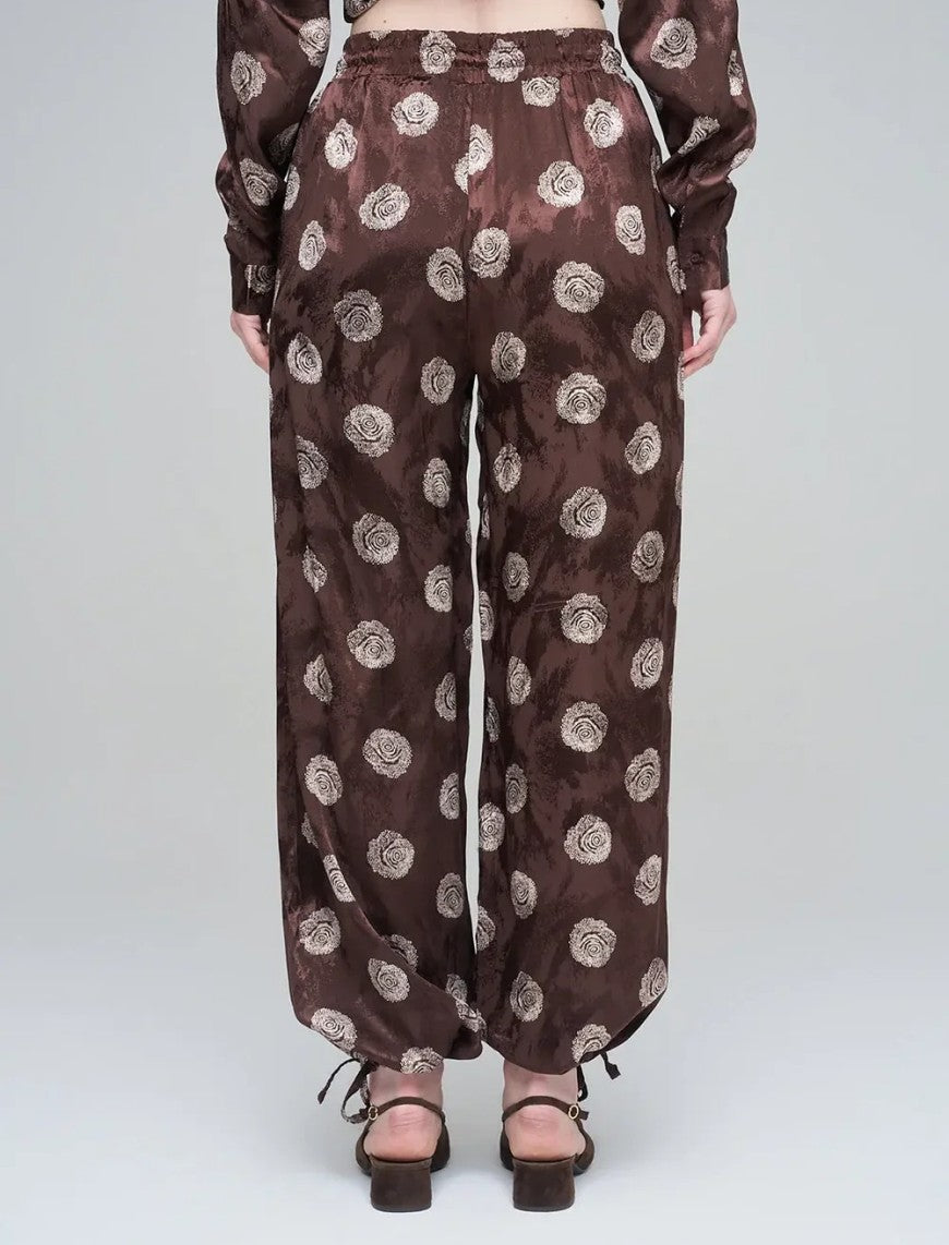 Orfeonegro Rose Patterned Draped Women's Trousers - Brown