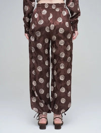 Orfeonegro Rose Patterned Draped Women's Trousers - Brown