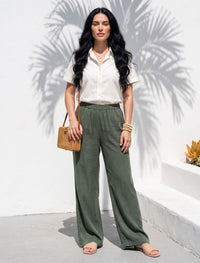 Cotton Linen Trouser - Green