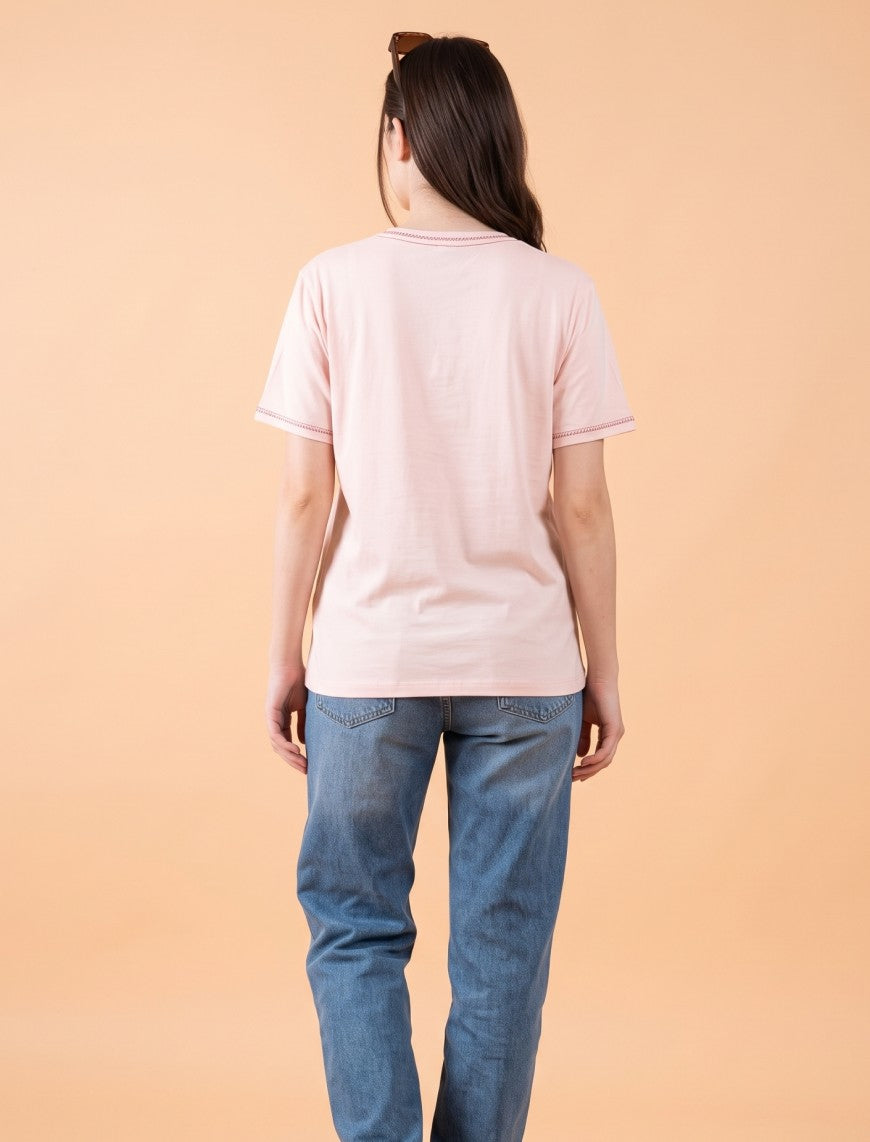 Round Neck T-Shirt - Pink