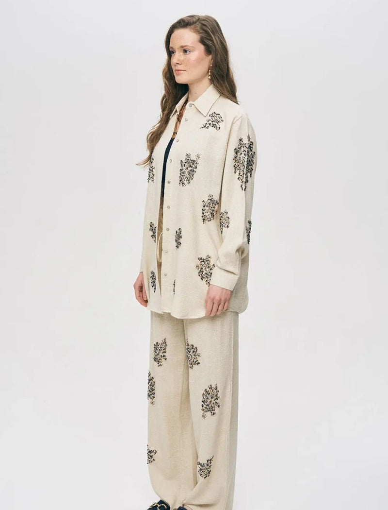 Beaded Oversize Shirt - Off White