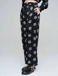 Orfeonegro Rose Patterned Draped Women's Trousers - Black