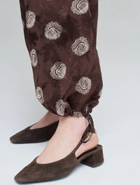 Orfeonegro Rose Patterned Draped Women's Trousers - Brown