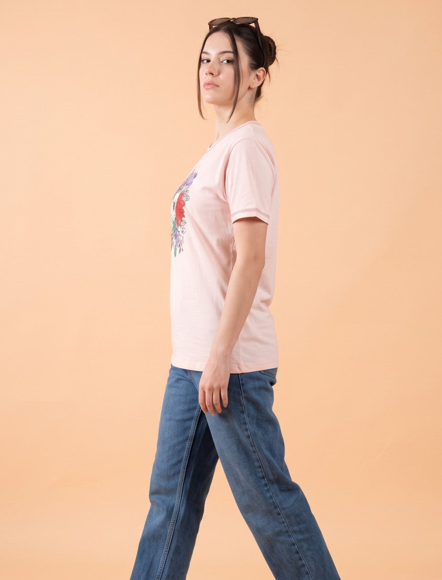 Round Neck T-Shirt - Pink