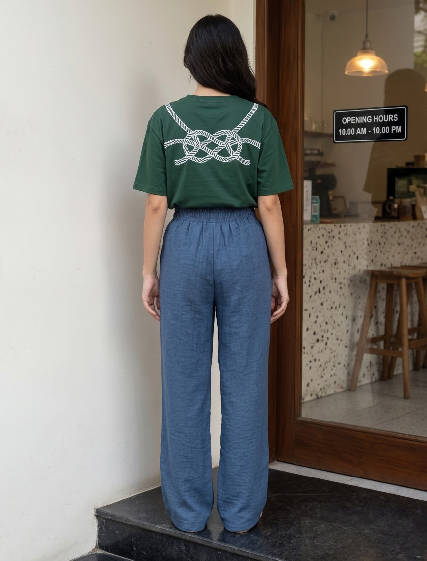 Cotton Linen Trouser - Blue