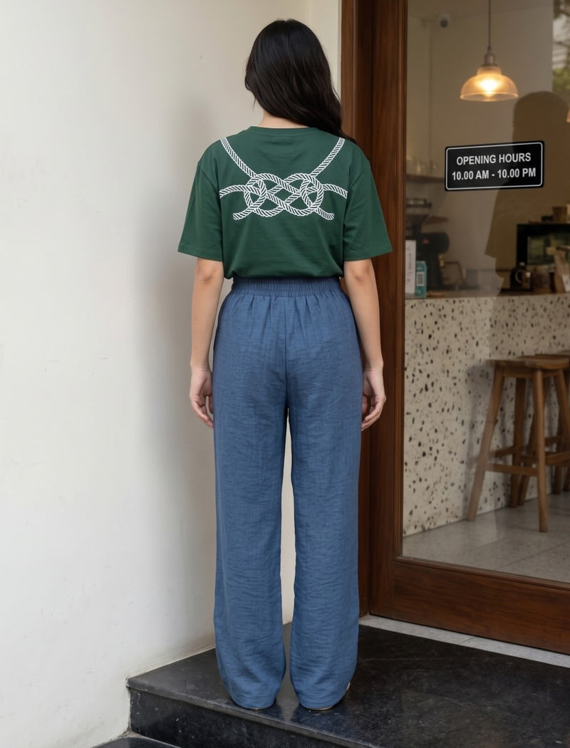 Cotton Linen Trouser - Blue