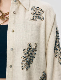 Beaded Oversize Shirt - Off White
