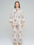 Oversize Shirt with Floral Embroidery and Sequin Details - Skin