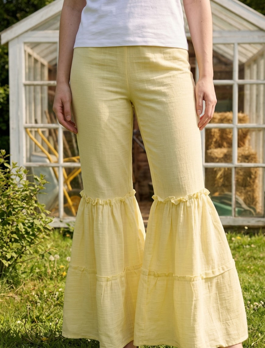 Cotton Linen Trouser - Yellow