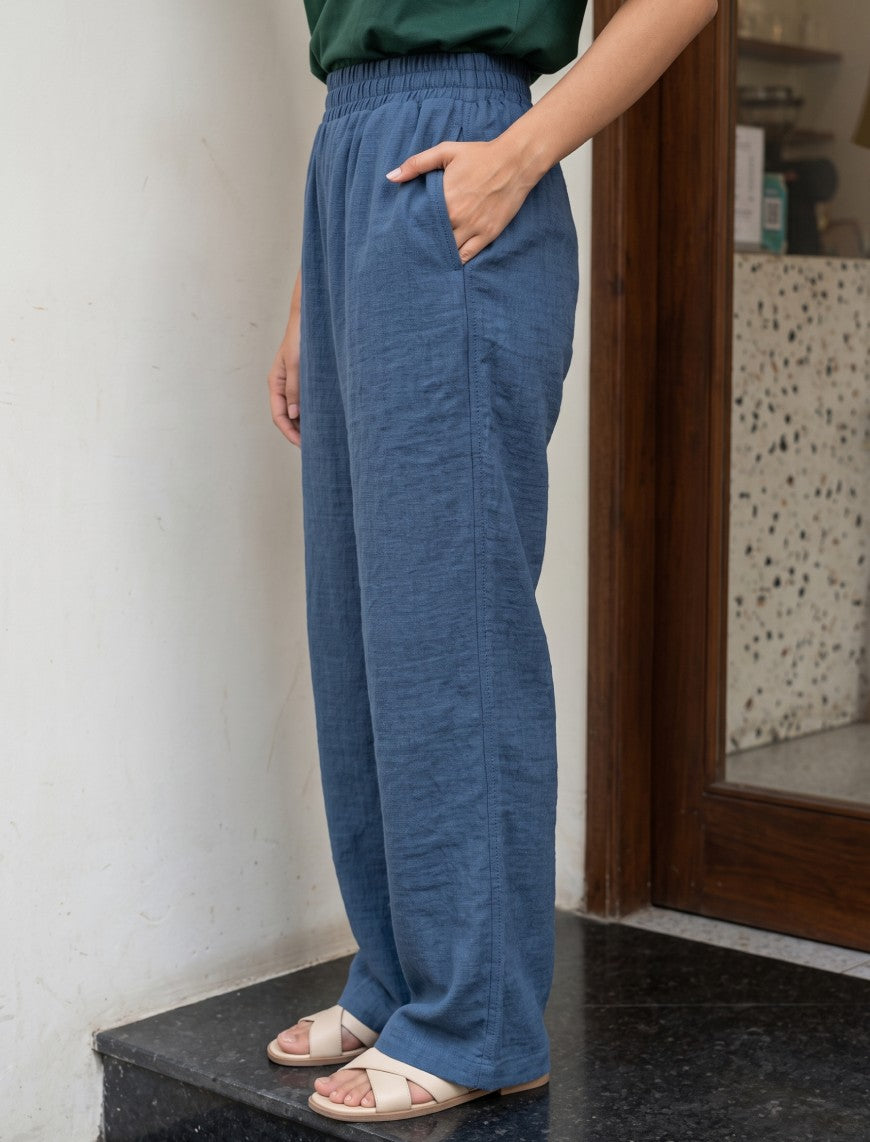 Cotton Linen Trouser - Blue