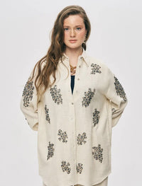 Beaded Oversize Shirt - Off White