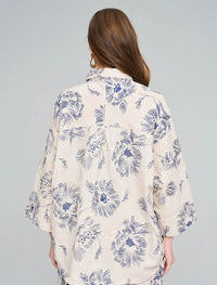 Oversize Shirt with Floral Embroidery and Sequin Details - Skin