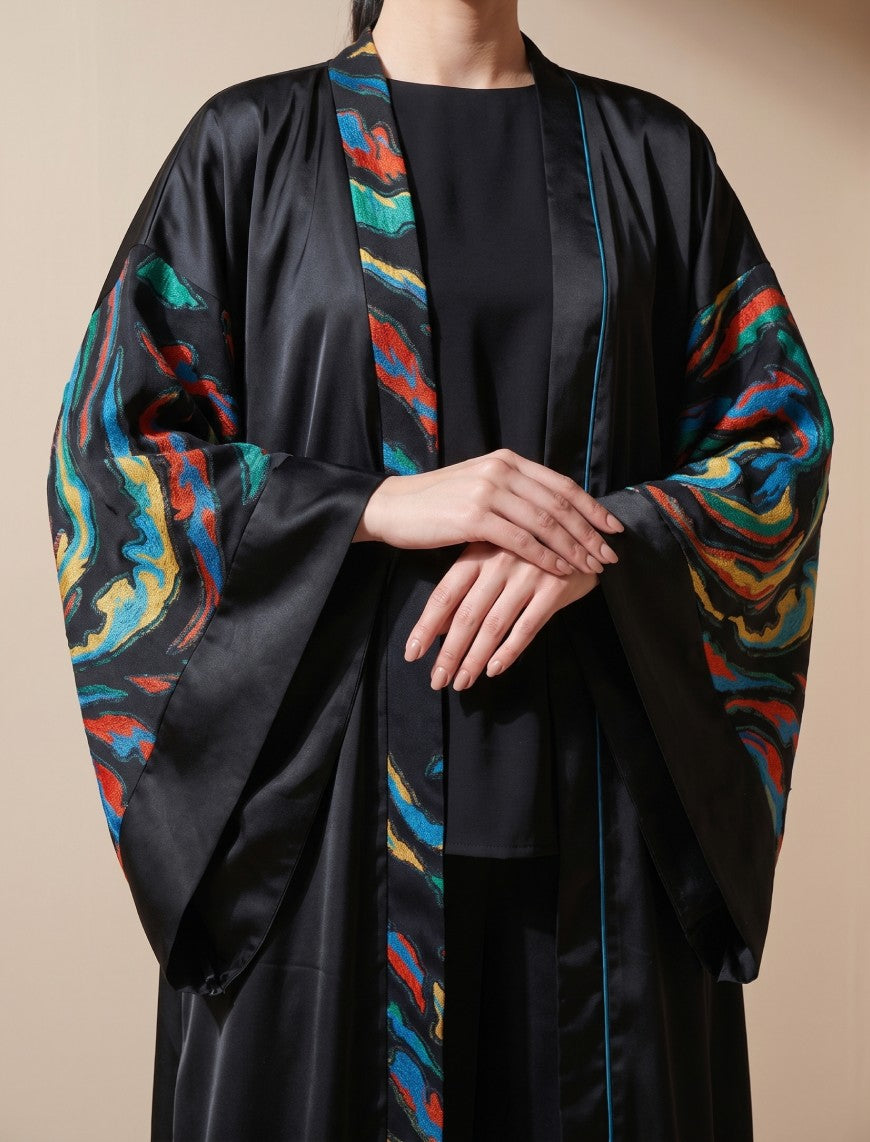 Silk Jacquard Women's Shrug - Black