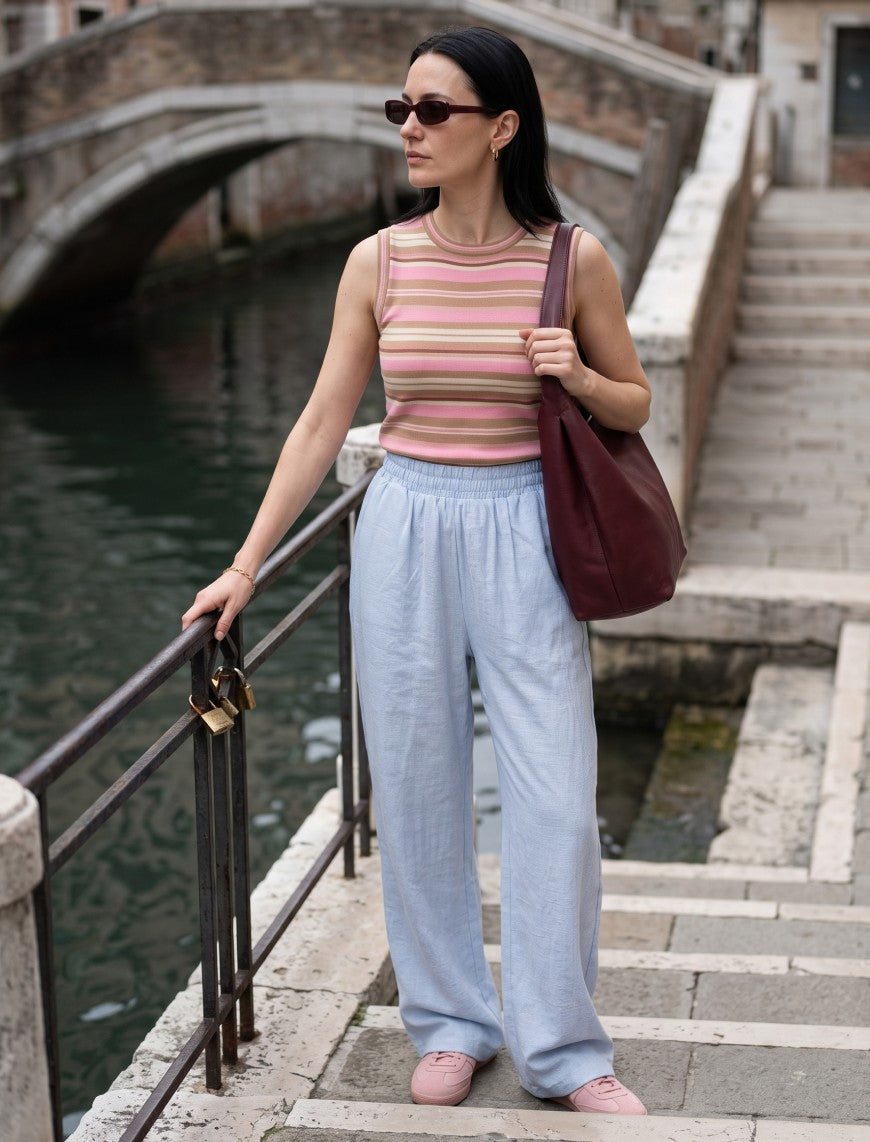 Cotton Linen Trouser - Sky