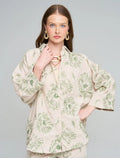 Oversize Shirt with Floral Embroidery and Sequin Details - Skin