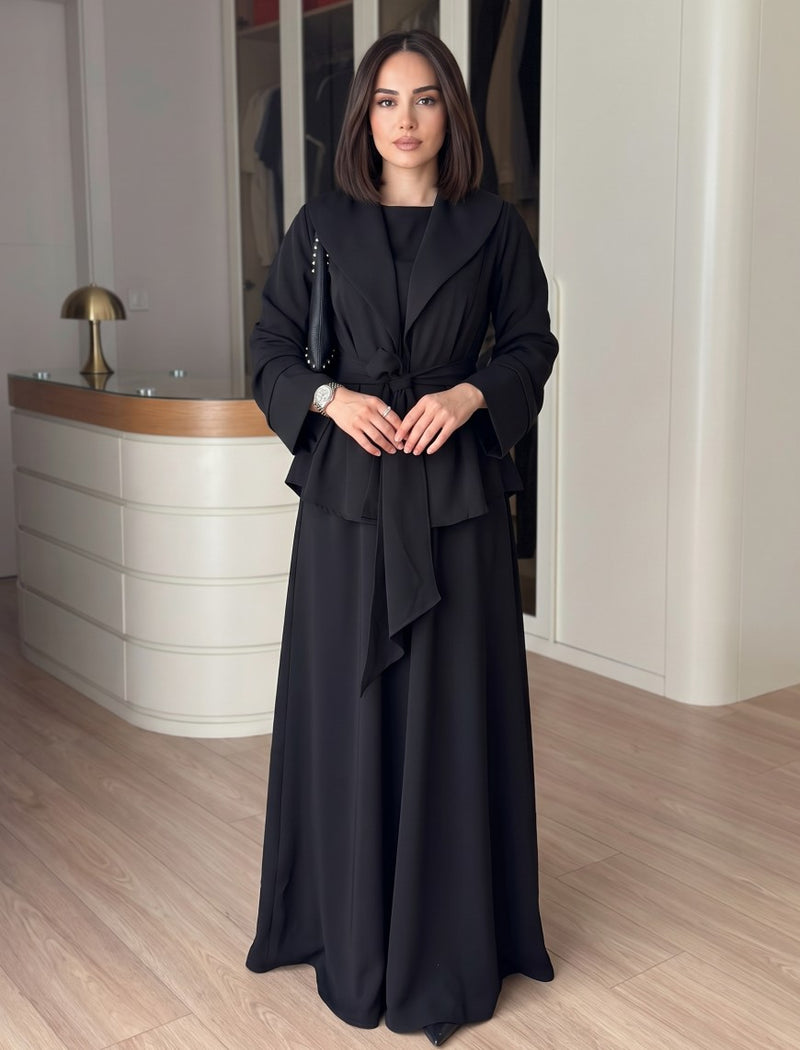 Belted And Tailored 3 piece Set - Black