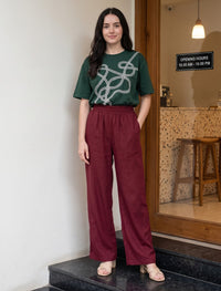 Cotton Linen Trouser - Magenta