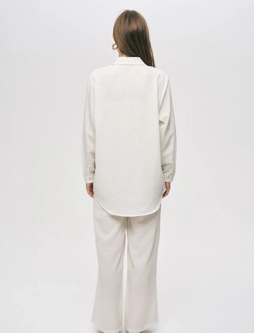 Oversize Stone Embellished Shirt - Off White
