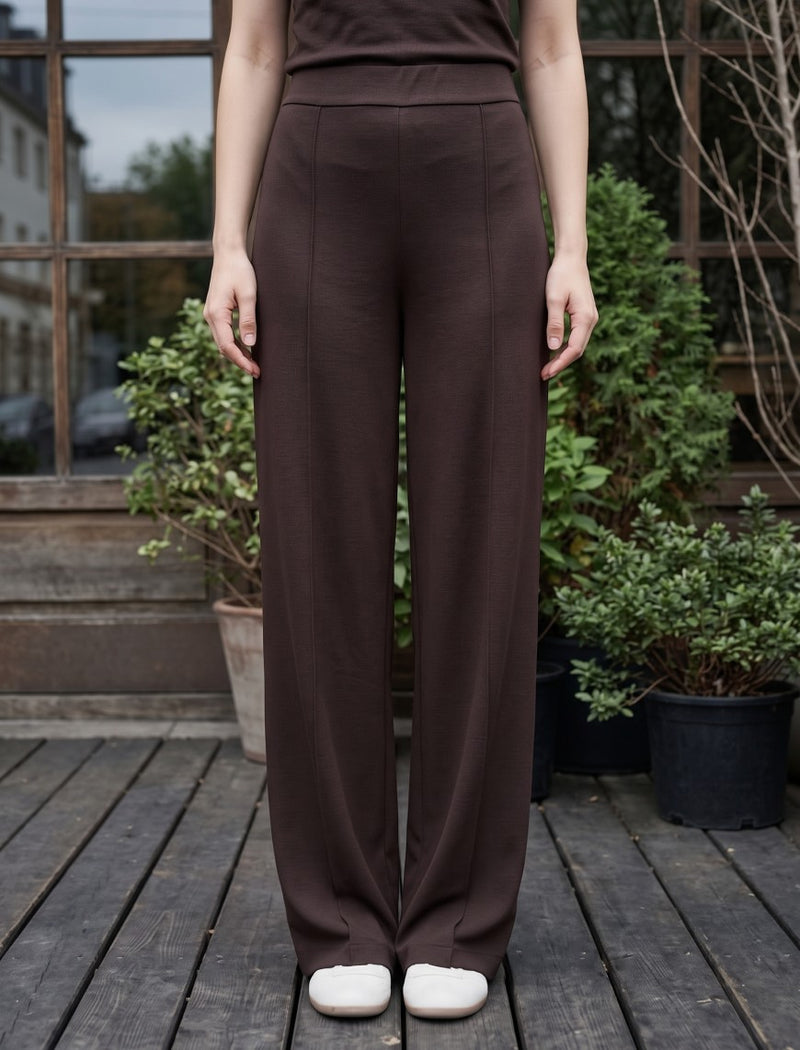 Cotton Blended Jersey Trouser - Brown