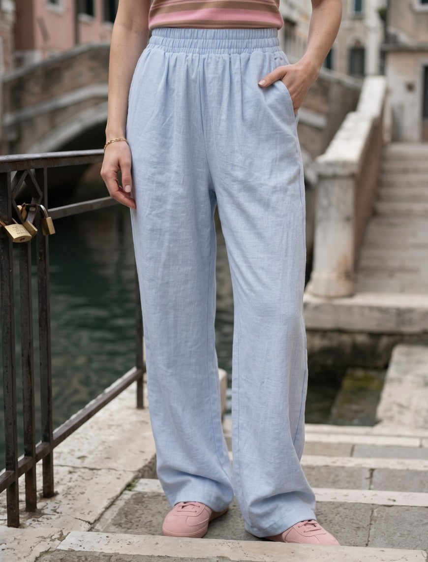 Cotton Linen Trouser - Sky