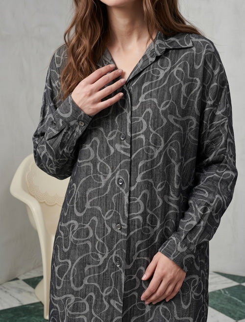 Abstract Co-Ord Set - Charcoal