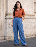 Cotton Linen Trouser - Blue