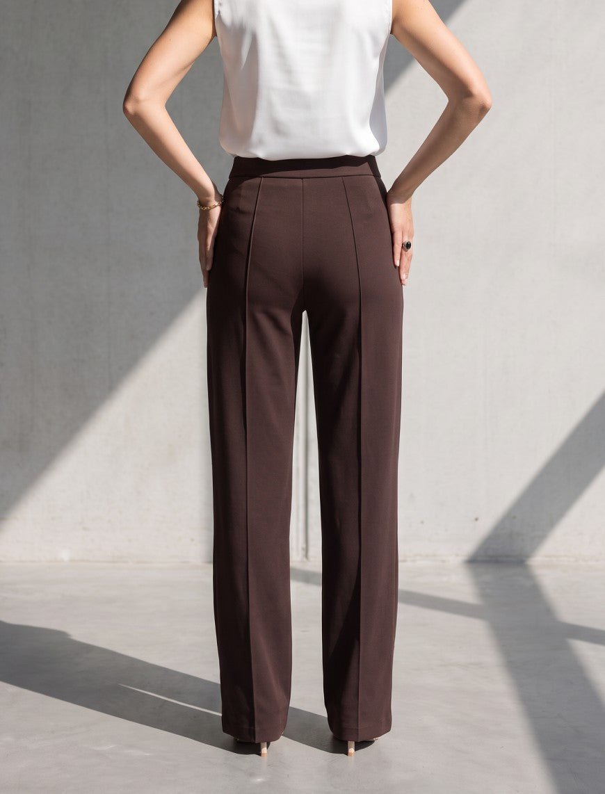 Cotton Blended Jersey Trouser - Brown