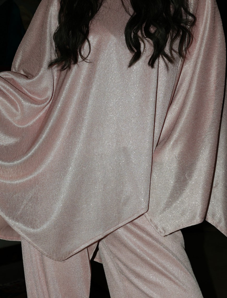 Moonlight Draped Co-ord Set - Powder pink