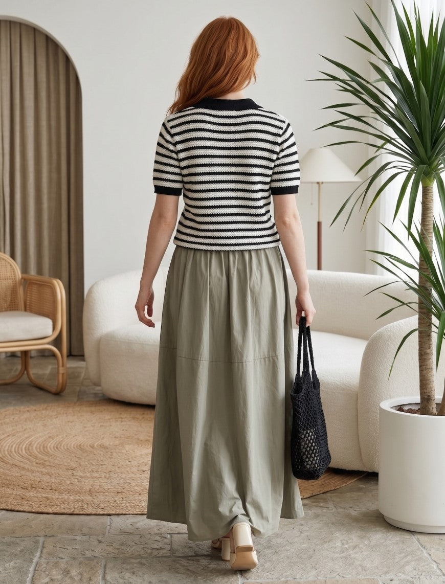 Cotton Linen Skirt - Green