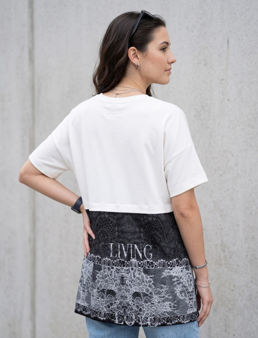 Round Neck T-Shirt - Black & White