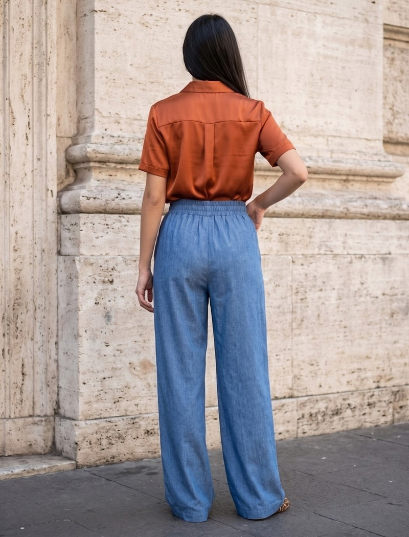 Cotton Linen Trouser - Blue