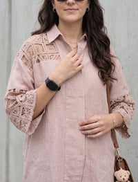 Indigo Cotton Linen Women's Shirt - Brown