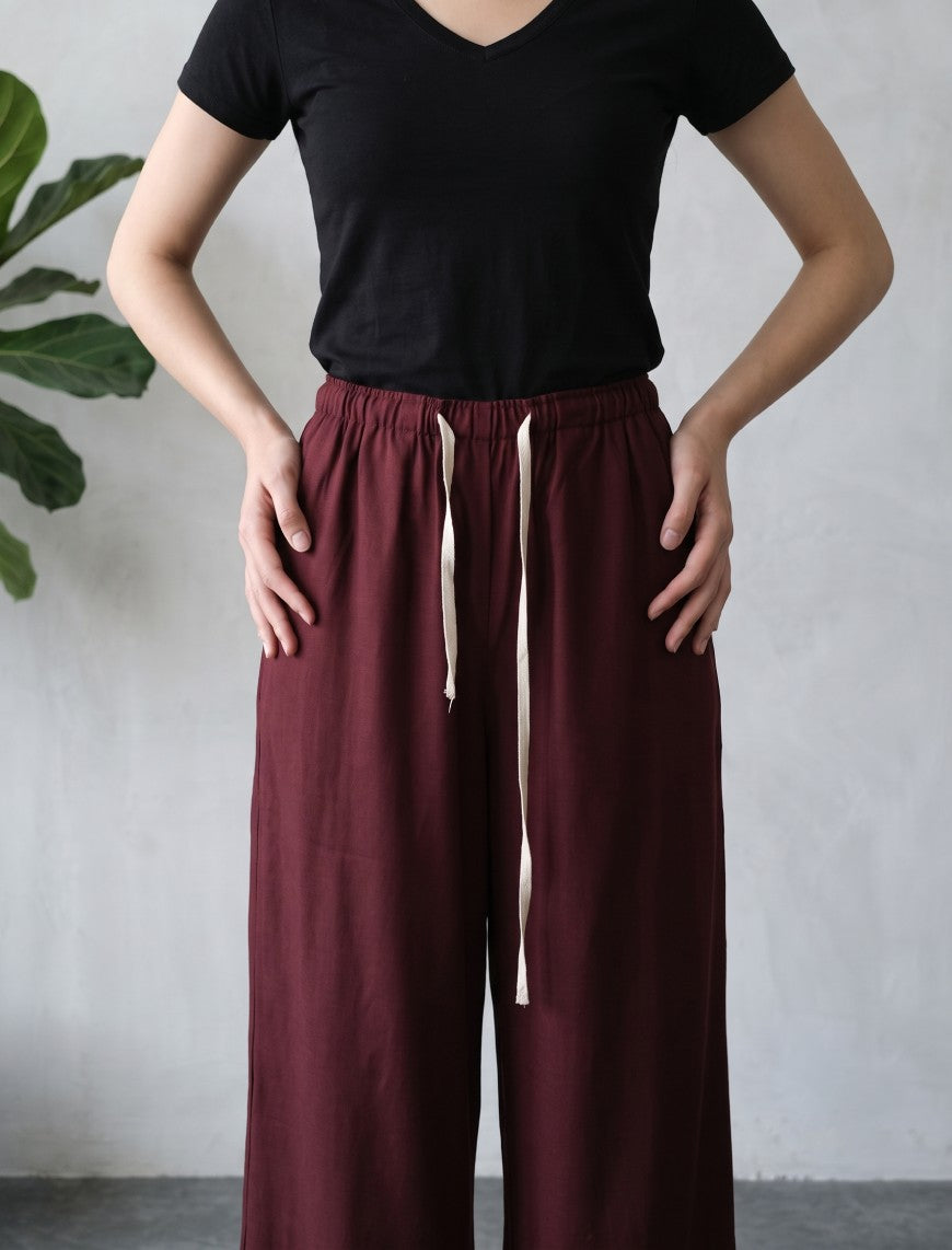 Linen Trouser - Maroon