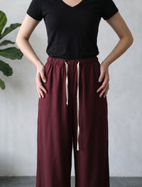 Linen Trouser - Maroon