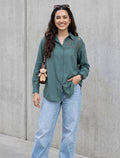 Indigo Cotton Linen Women's Shirt - Green