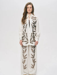 Women's Oversize Sequin Shirt - White