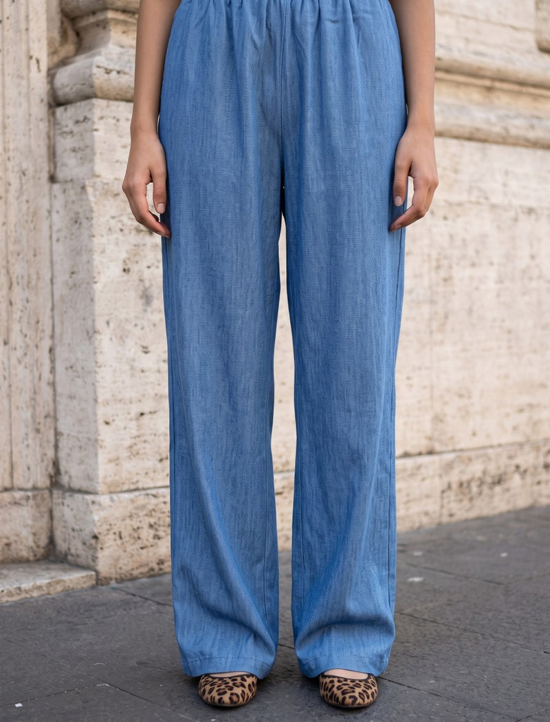 Cotton Linen Trouser - Blue