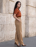 Cotton Linen Trouser - Brown